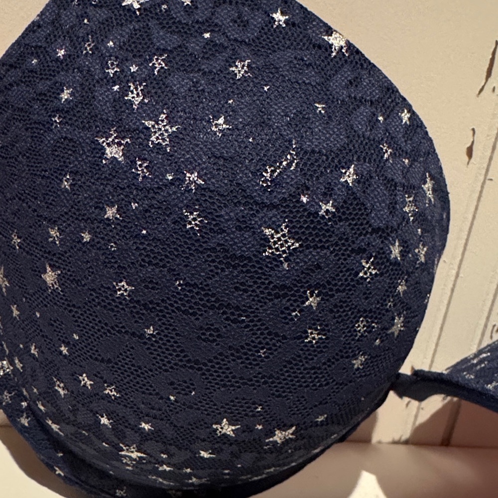 PINK Victoria Secret Navy Blue Star 36D Bra wear everywhere push up - Picture 2 of 13